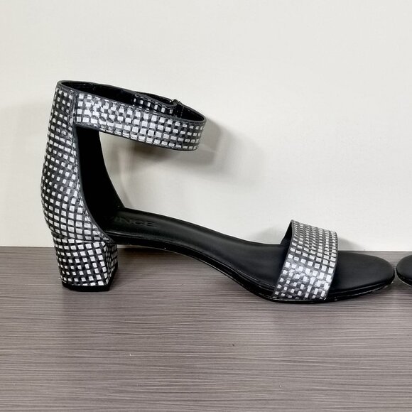Vince Rita Ankle Strap Sandal, Black & White Metallic Leather, Womens Size 6.5 M - Picture 7 of 12